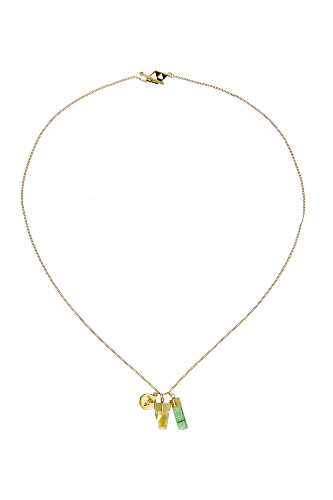 SUPERPOWER CHARM NECKLACE - GREEN TOURMALINE & CITRINE - GOLD