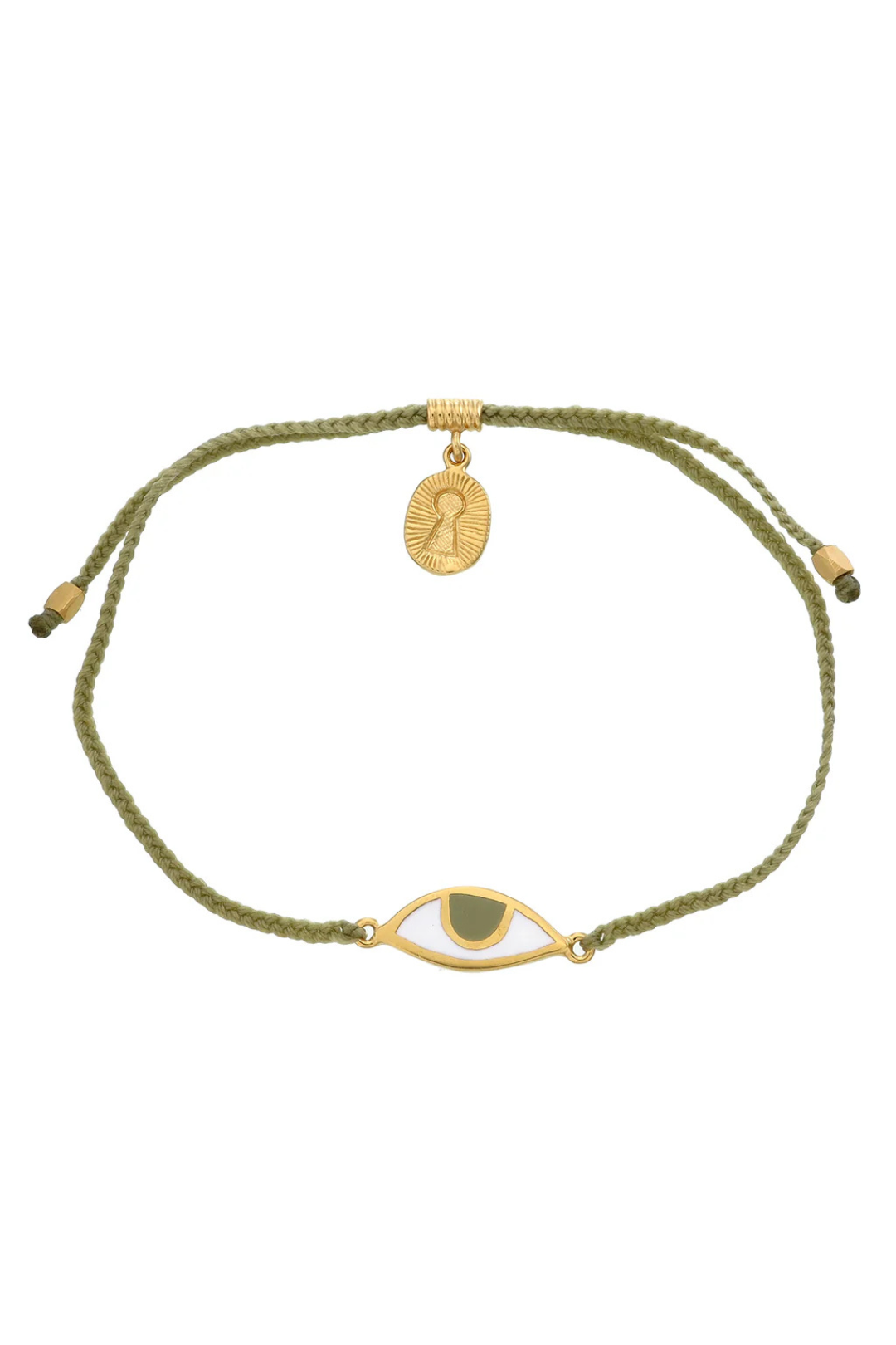 EYE PROTECTION BRACELET - SAGE GREEN WITH HAZEL EYE - GOLD