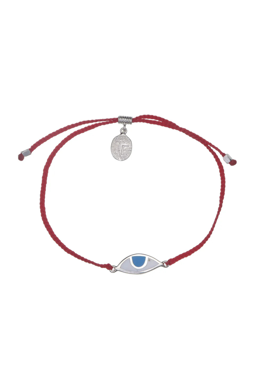 EYE PROTECTION BRACELET - RED WITH SKY BLUE EYE - SILVER