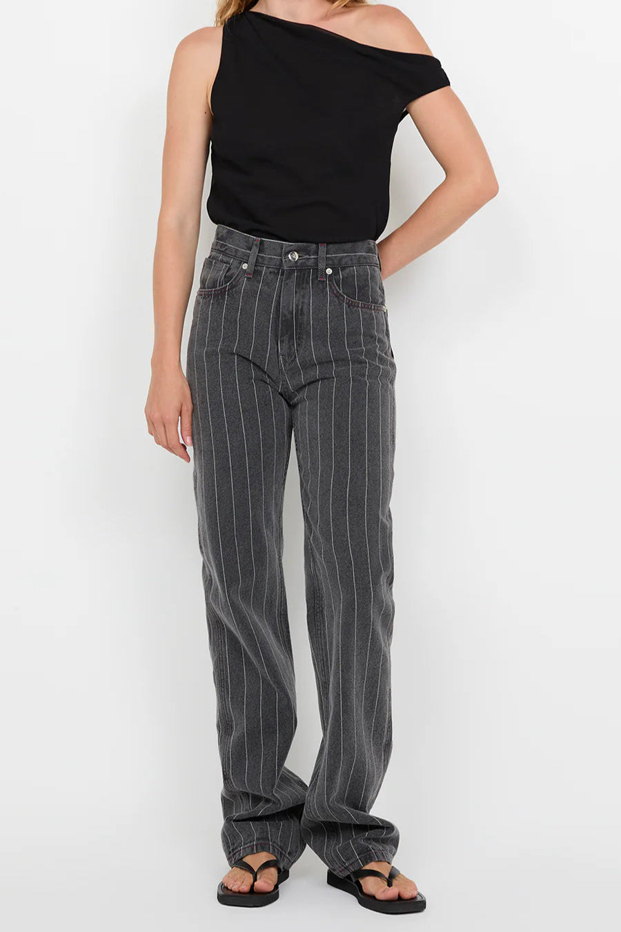 GALE JEAN - Silver Grey Pinstripe