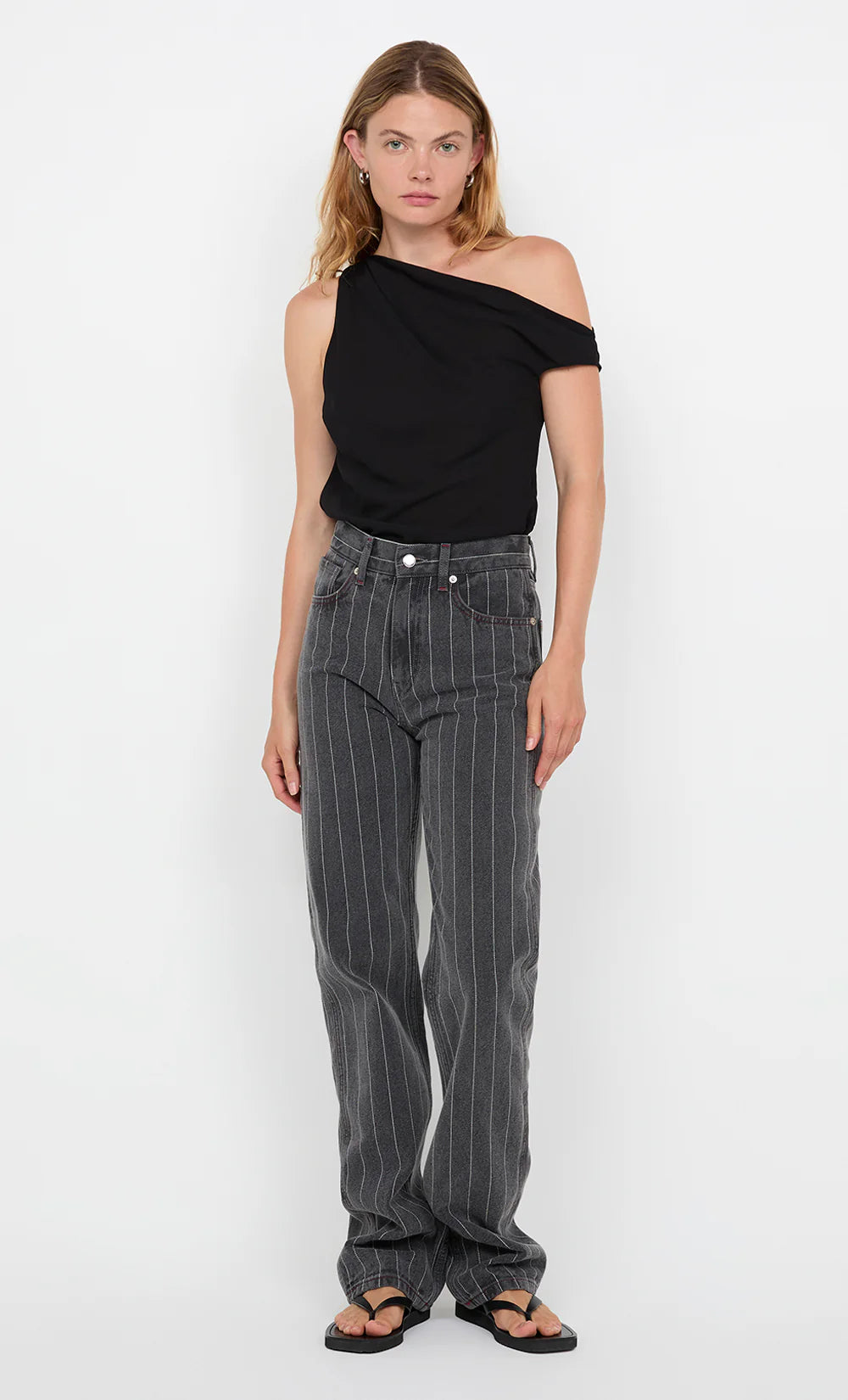 GALE JEAN - Silver Grey Pinstripe