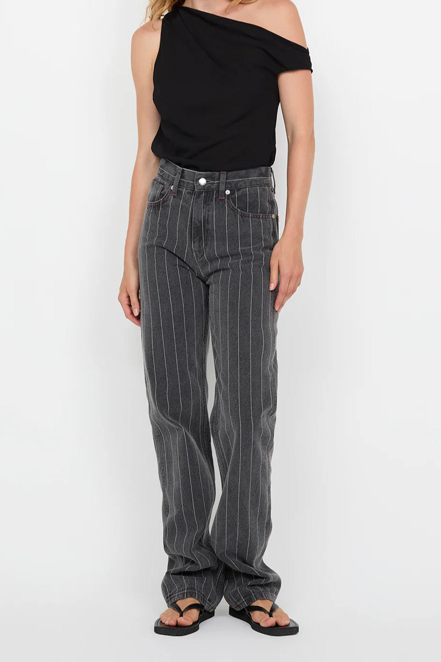 GALE JEAN - Silver Grey Pinstripe