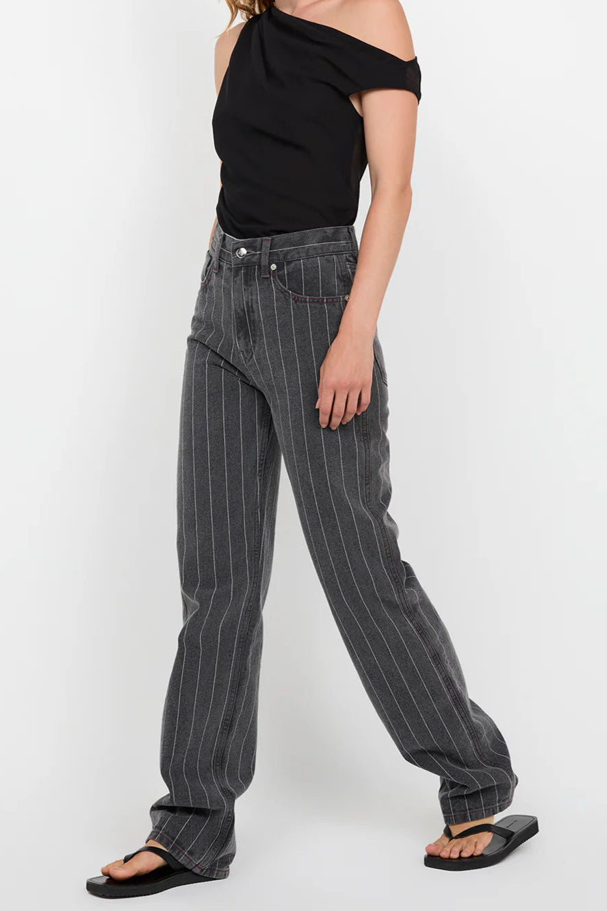 GALE JEAN - Silver Grey Pinstripe
