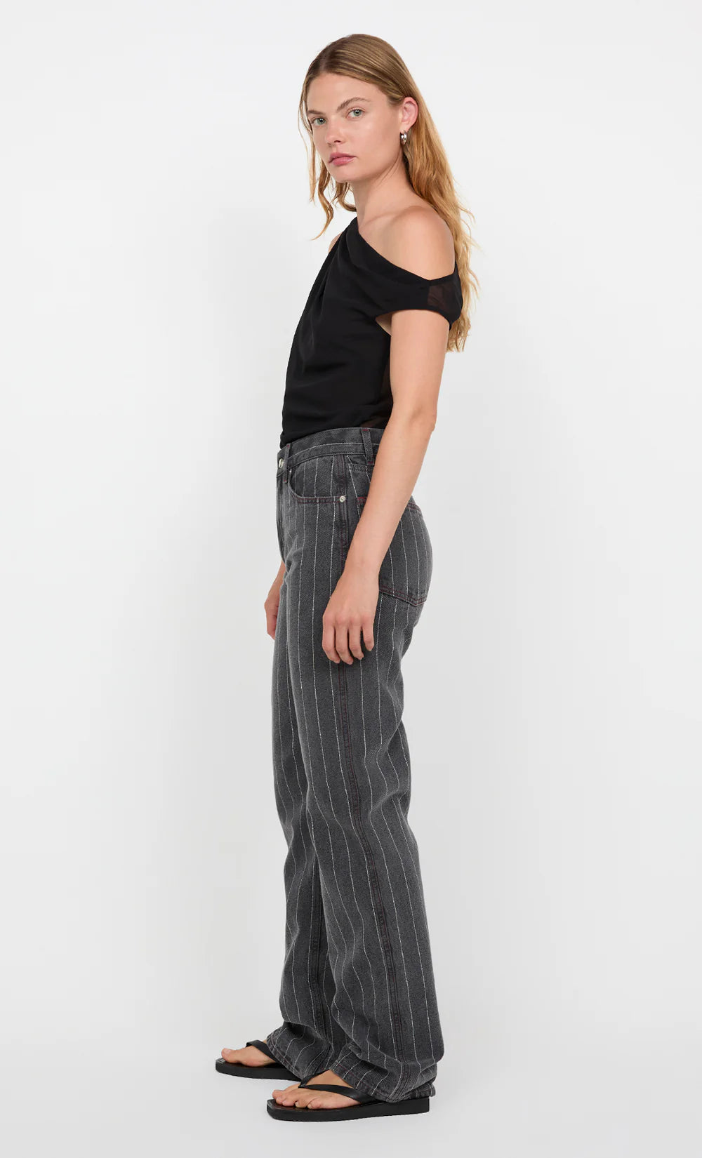 GALE JEAN - Silver Grey Pinstripe