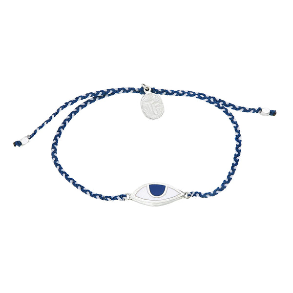 EYE PROTECTION BRACELET - BLUE AND WHITE - SILVER
