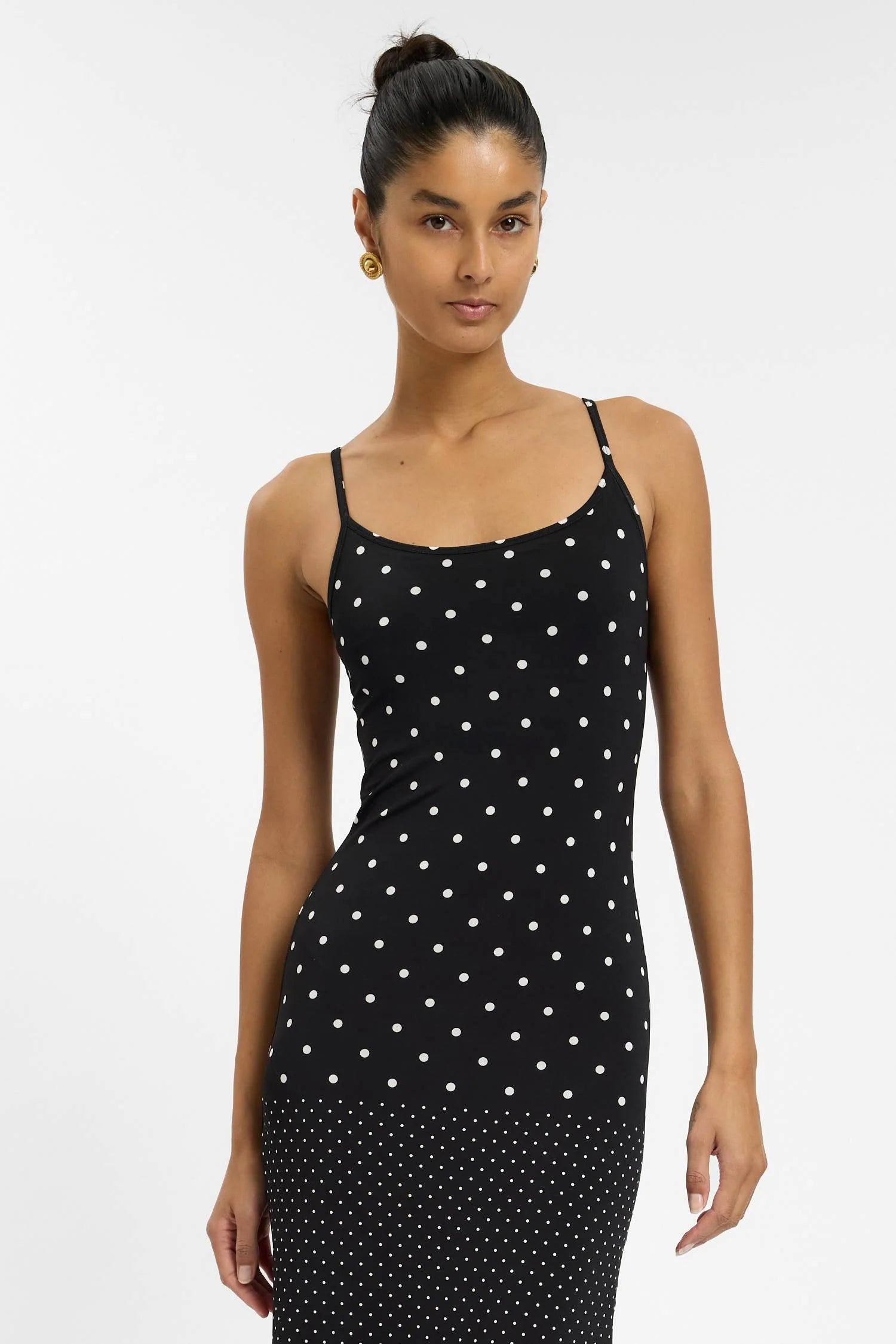 Slip Dress - Black Polka