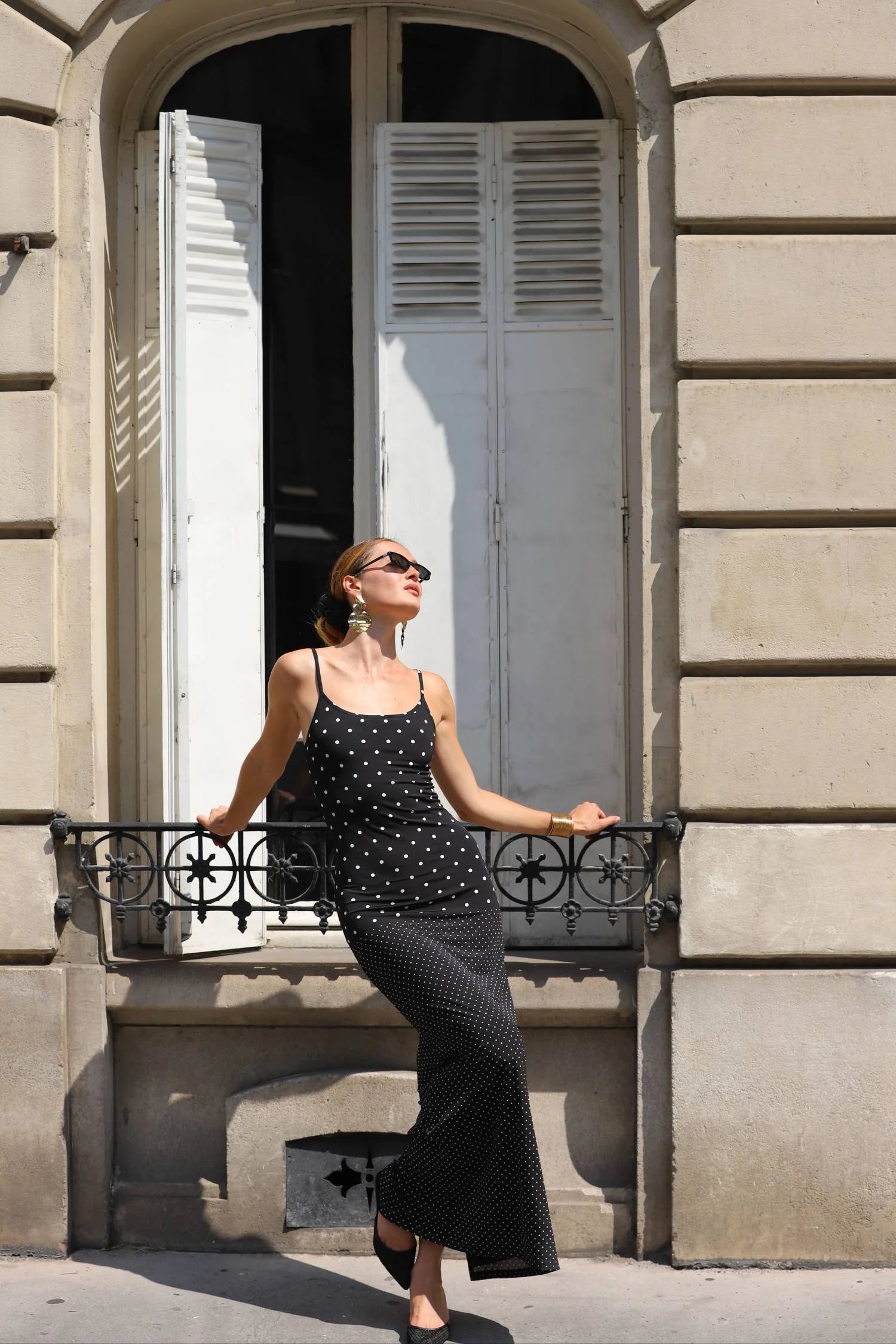 Slip Dress - Black Polka