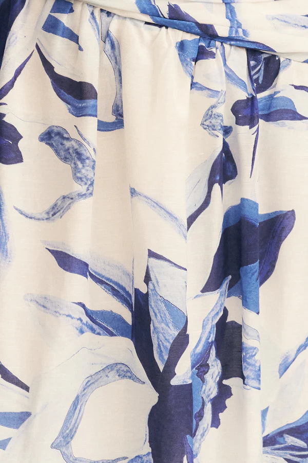 willa asymmetrical gathered maxi dress - bluebell wallpaper