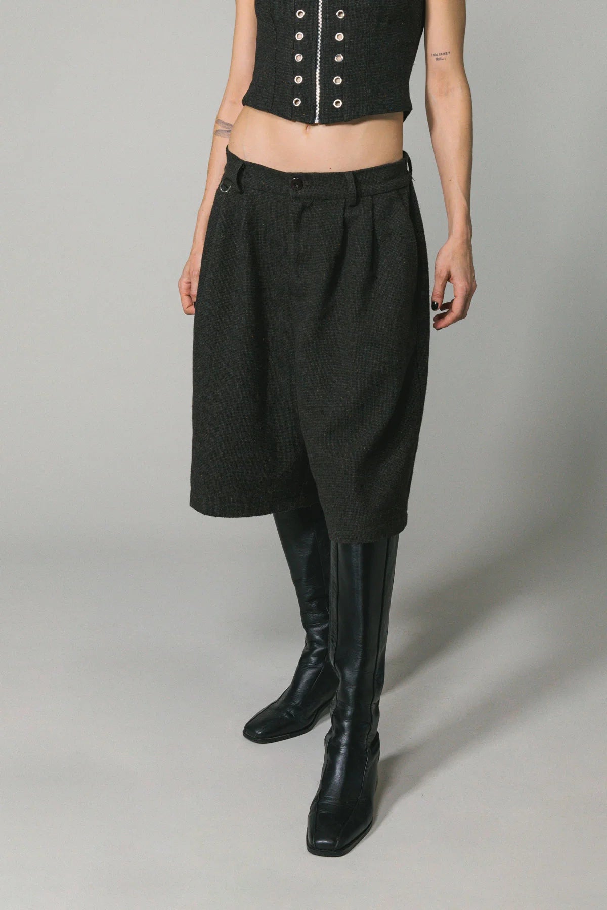 Charcoal Wool Baggy Shay Short