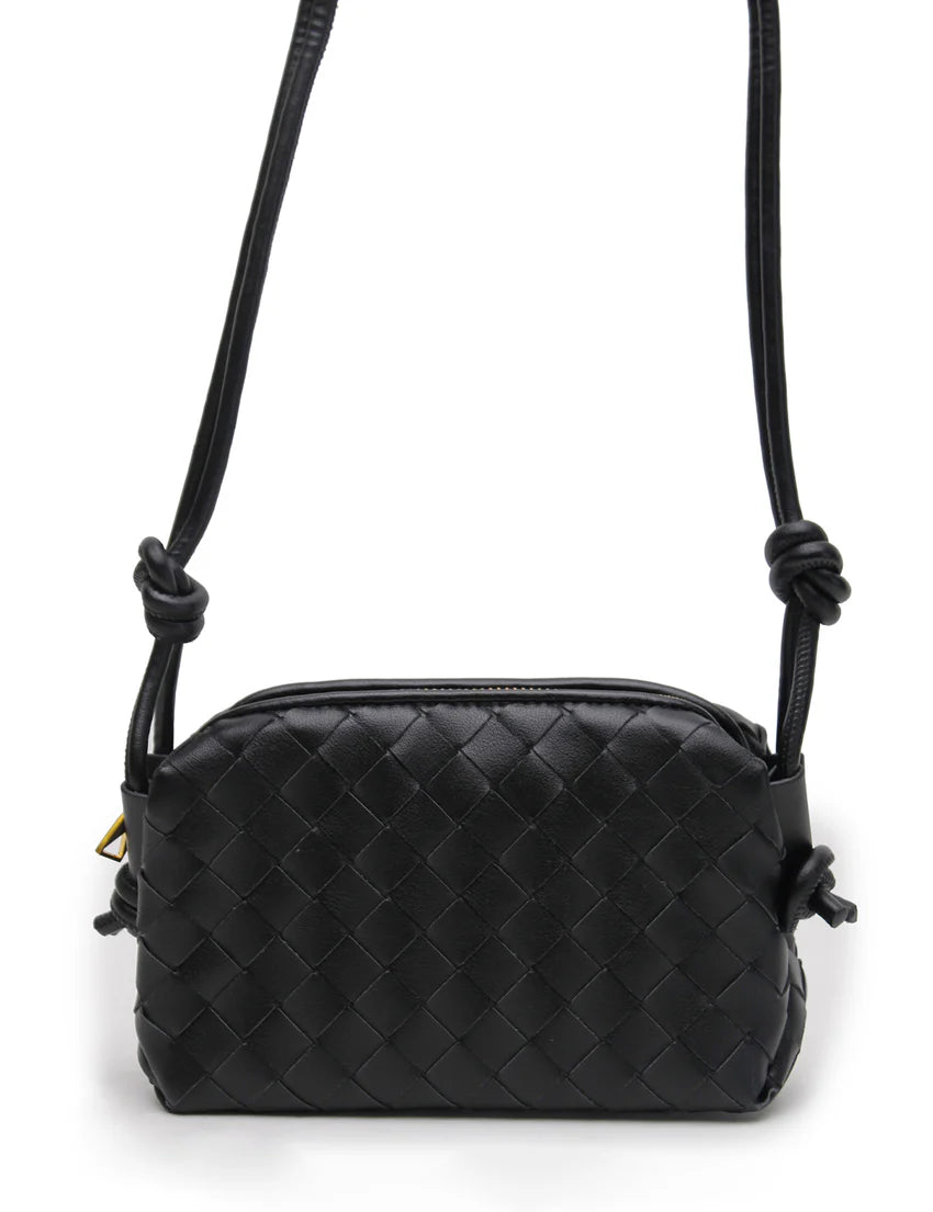 Woven Dumpling Bag - Black