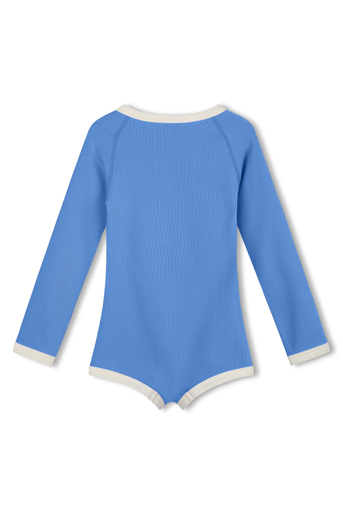 MINI STRIPE RIB RASHIE ONESIE - SKY