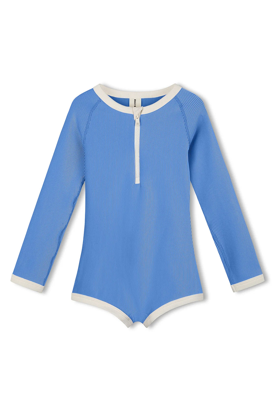 MINI STRIPE RIB RASHIE ONESIE - SKY