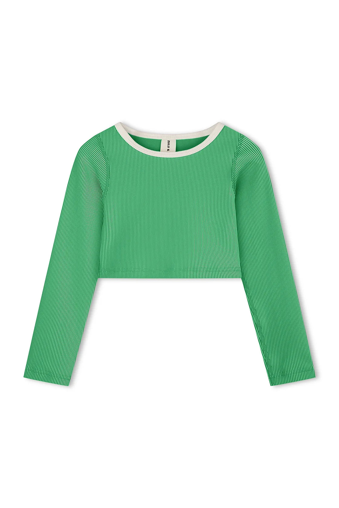 MINI STRIPE RIB CROP RASHIE - PARROT GREEN