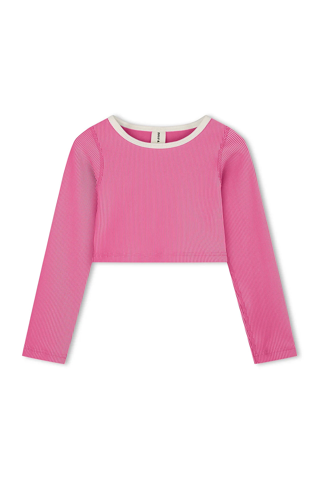 MINI STRIPE RIB CROP RASHIE - SHELL PINK