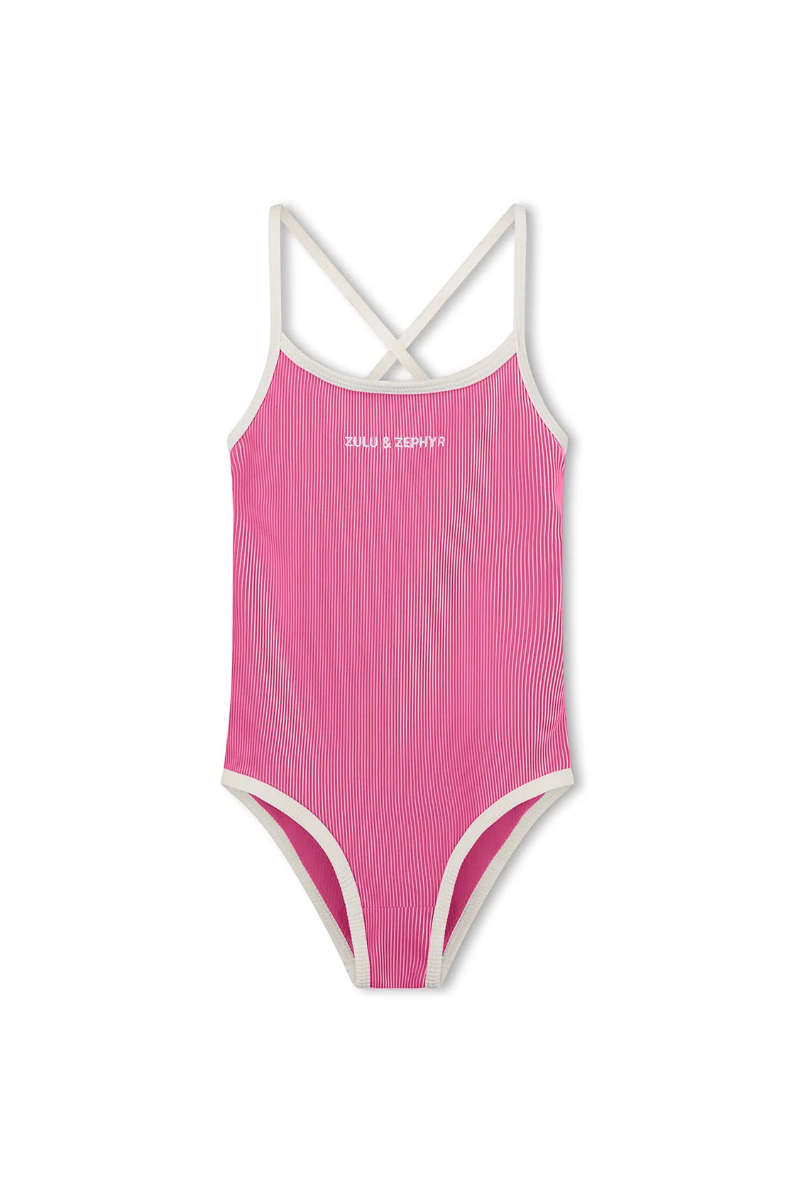 MINI STRIPE RIB LOGO ONE PIECE - SHELL PINK