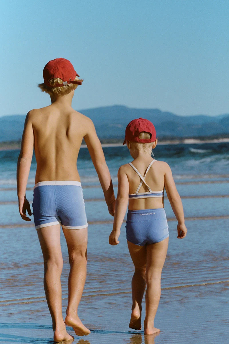 Mini Stripe Surf Short - Sea Blue