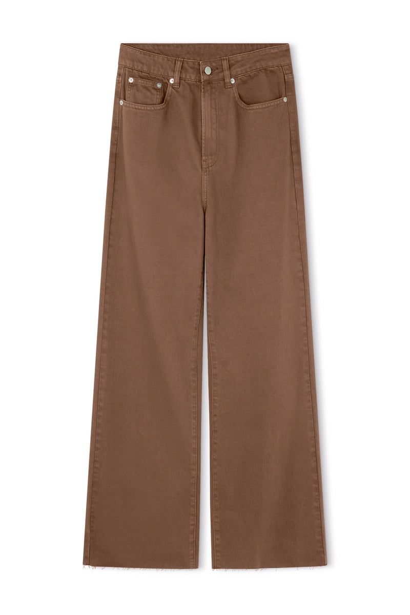 RECYCLED COTTON STRAIGHT LEG JEAN - CHOCOLATE