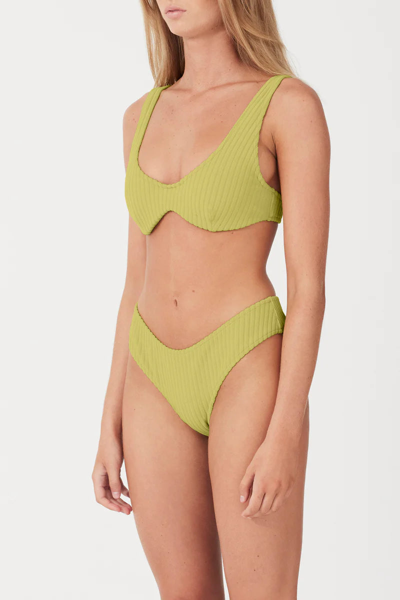 OLIVE CORD TOWELLING CURVE BRIEF