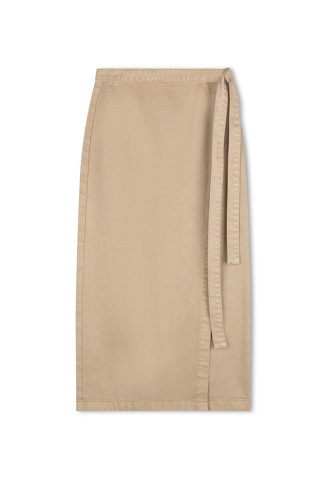 Sand Denim Wrap Midi Skirt