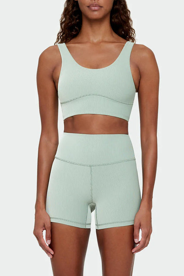 Stripe Rib Crop Top - Sage
