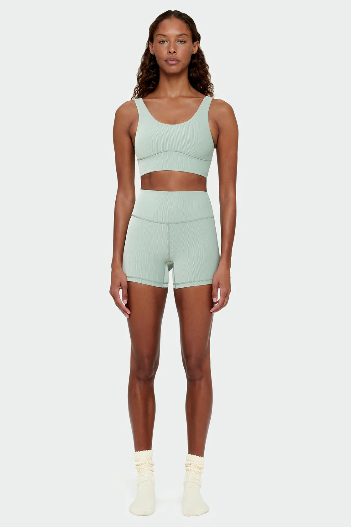 Stripe Rib 4 Inch Bike Short - Sage