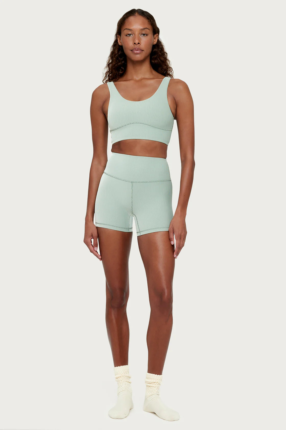 Stripe Rib Crop Top - Sage