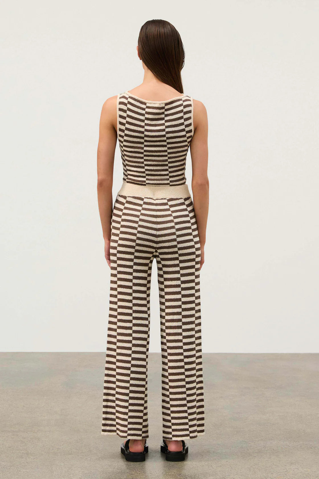 Grid Textured Knit Top - Cocoa