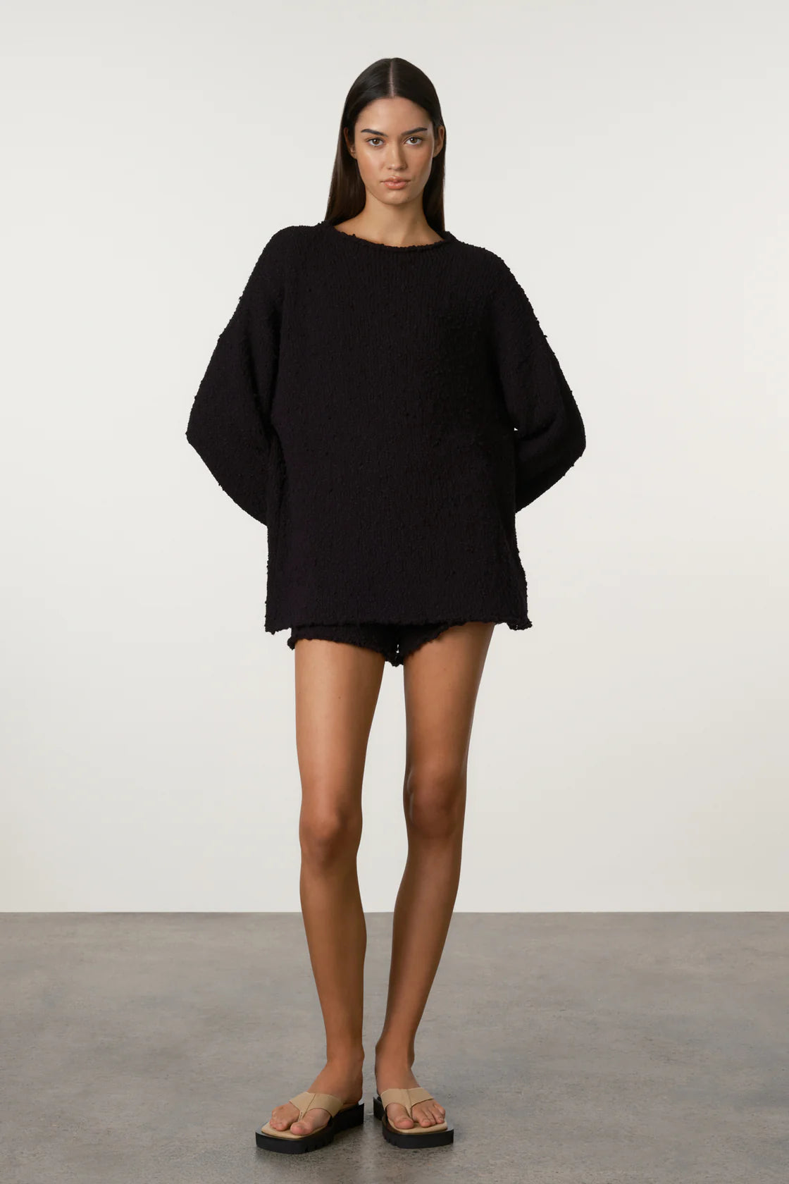 Black Boucle Knit Jumper