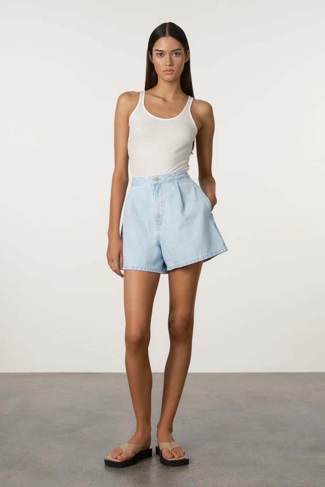 Recycled Denim Shorts - Soft Blue