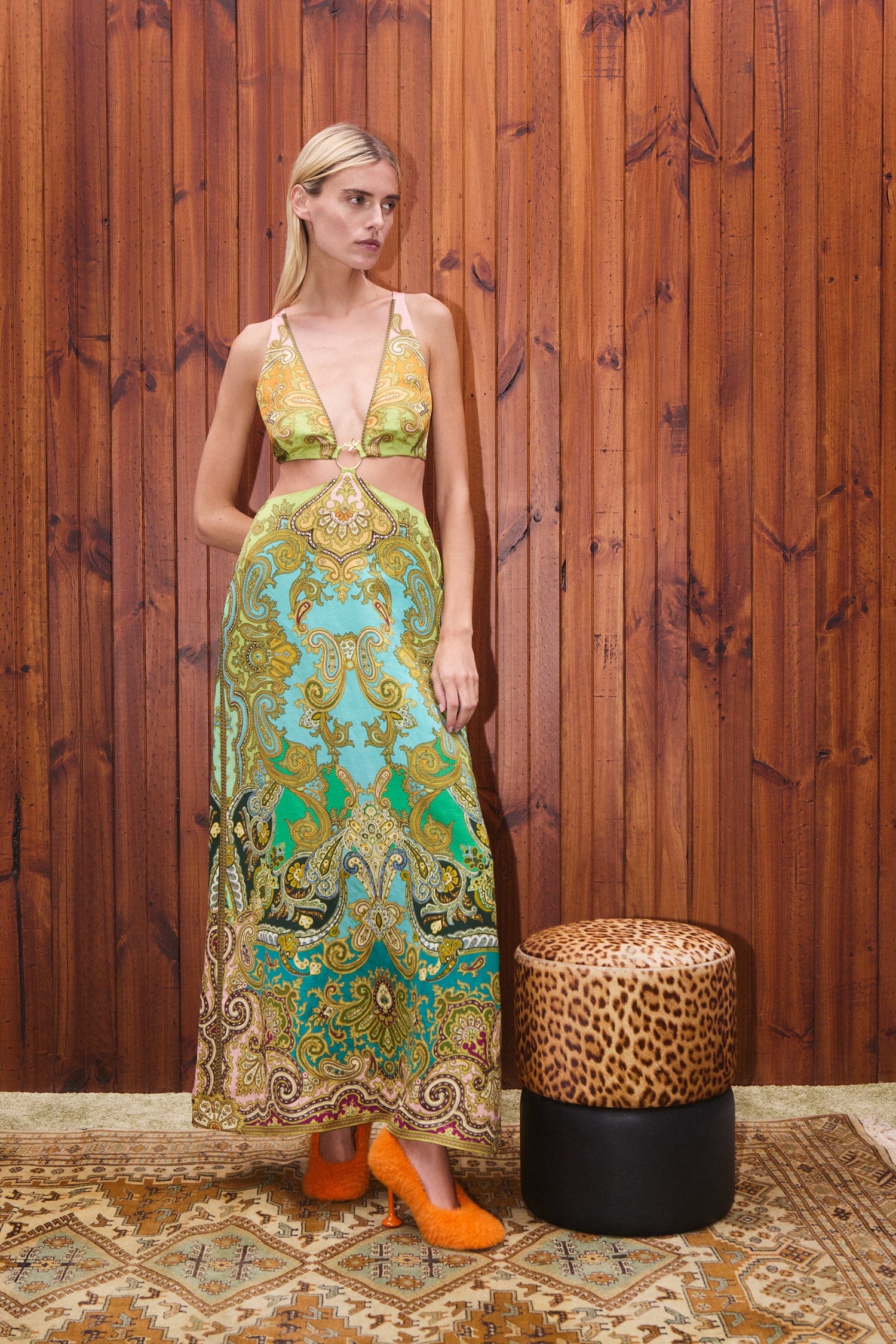 clemenza cut out midi dress