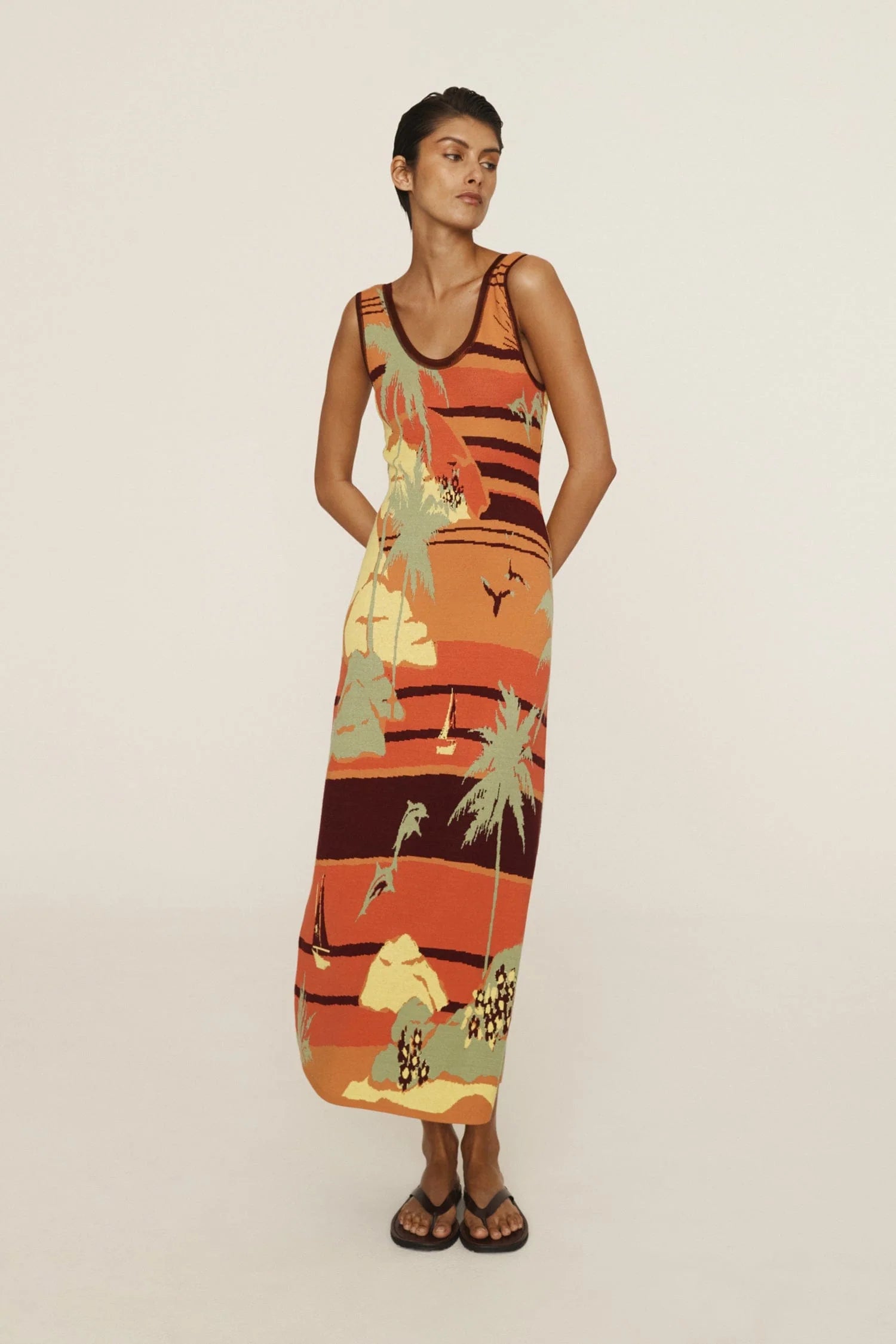 PALM ISLAND KNIT MIDI DRESS