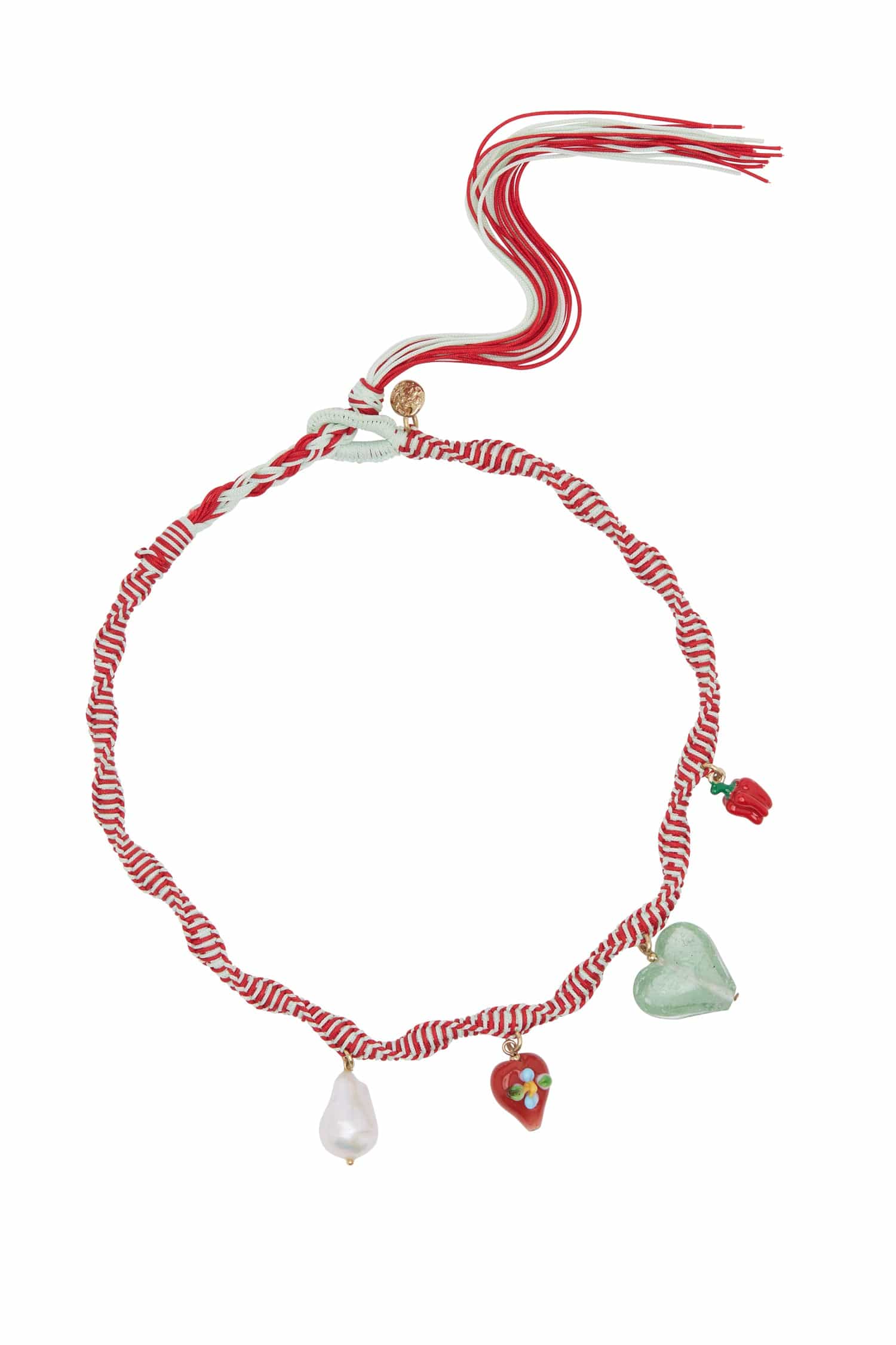 tesori rossa macrame charm necklace