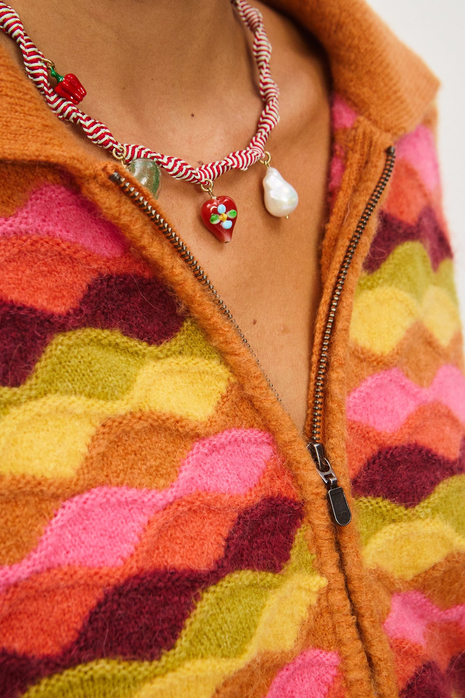 tesori rossa macrame charm necklace