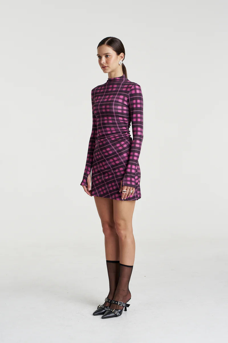 LS MINI A-LINE DRESS - AZALEA PLAID