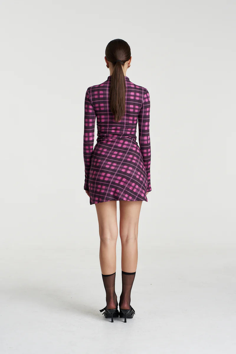 LS MINI A-LINE DRESS - AZALEA PLAID