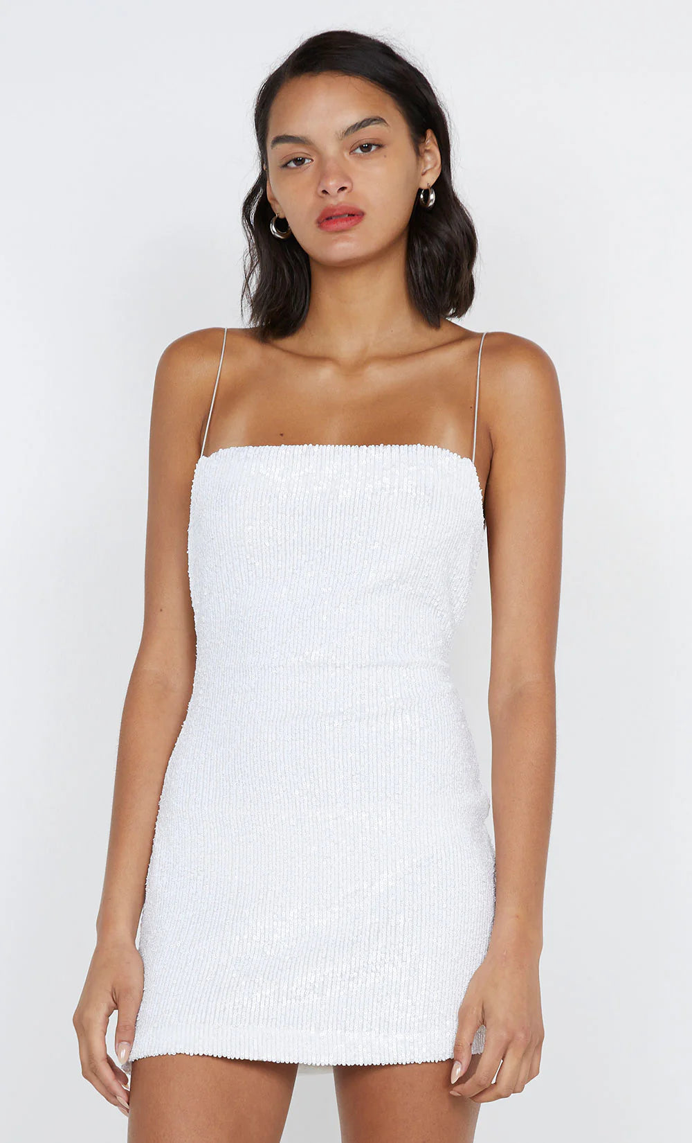 AALIYAH SEQUIN MINI DRESS - white