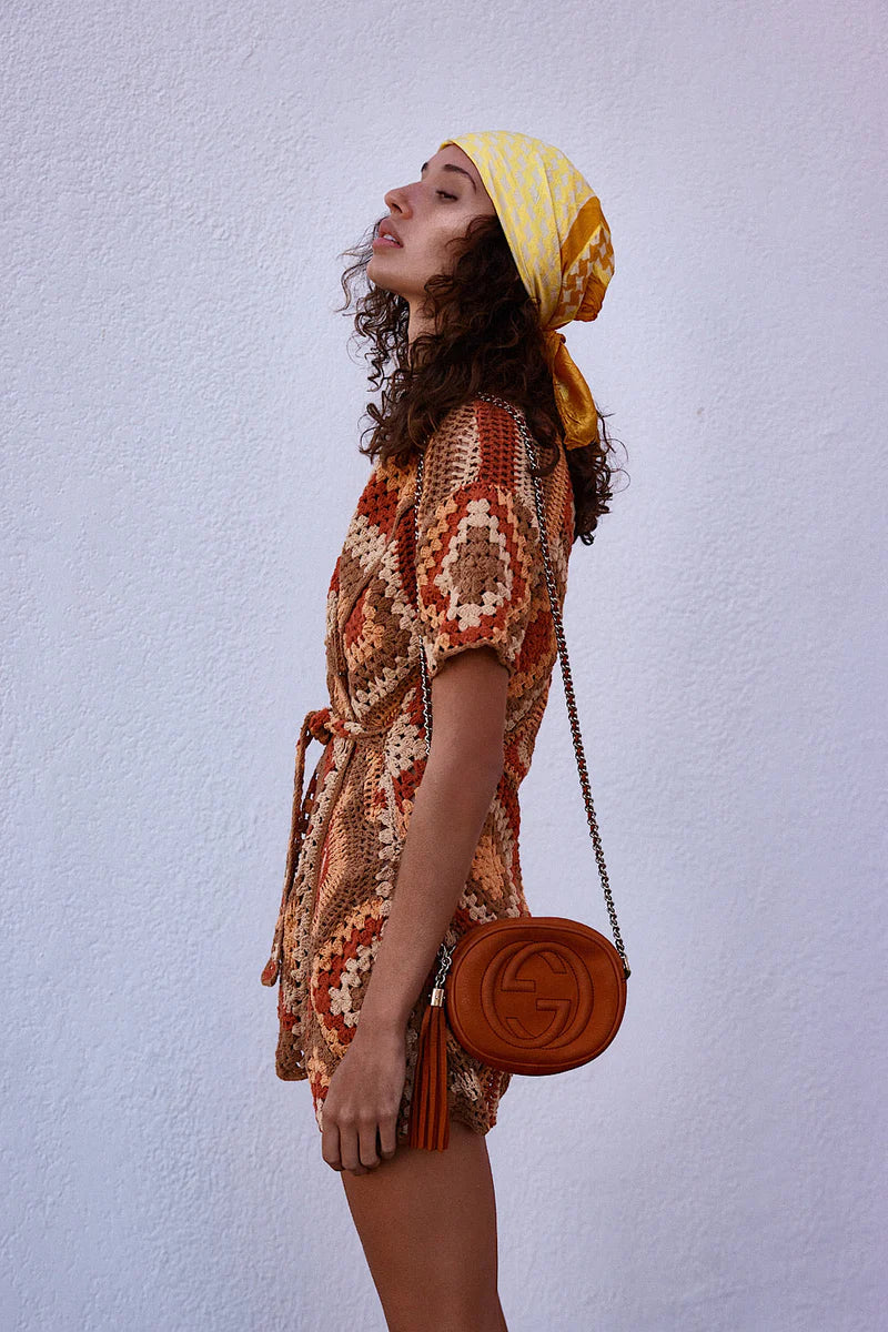 Blues Before Sunrise Crochet Robe Dress - RUST