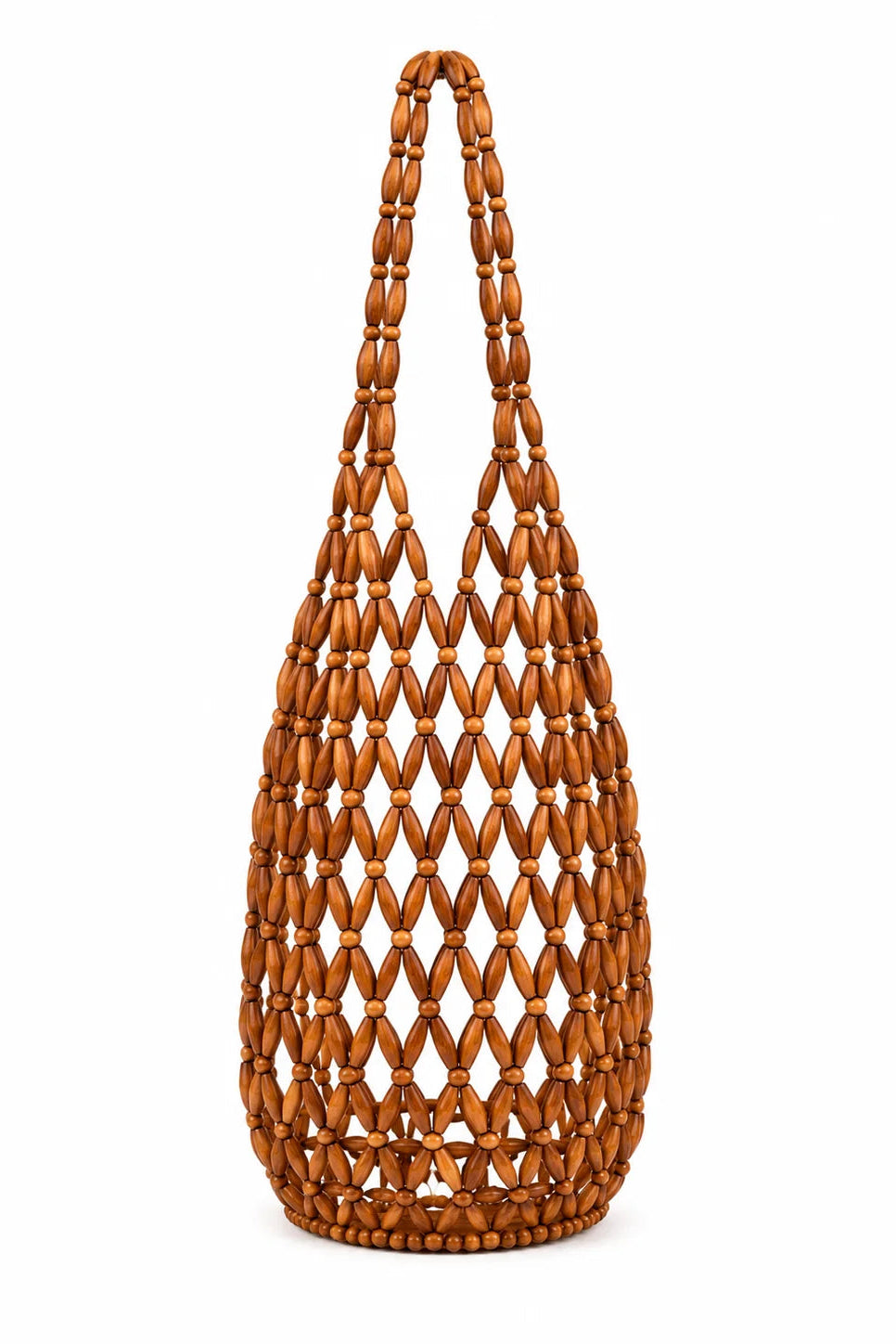 Beaded Bucket Bag Brown