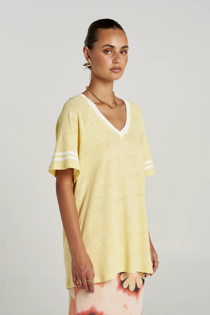 V NECK TEE - BUTTER