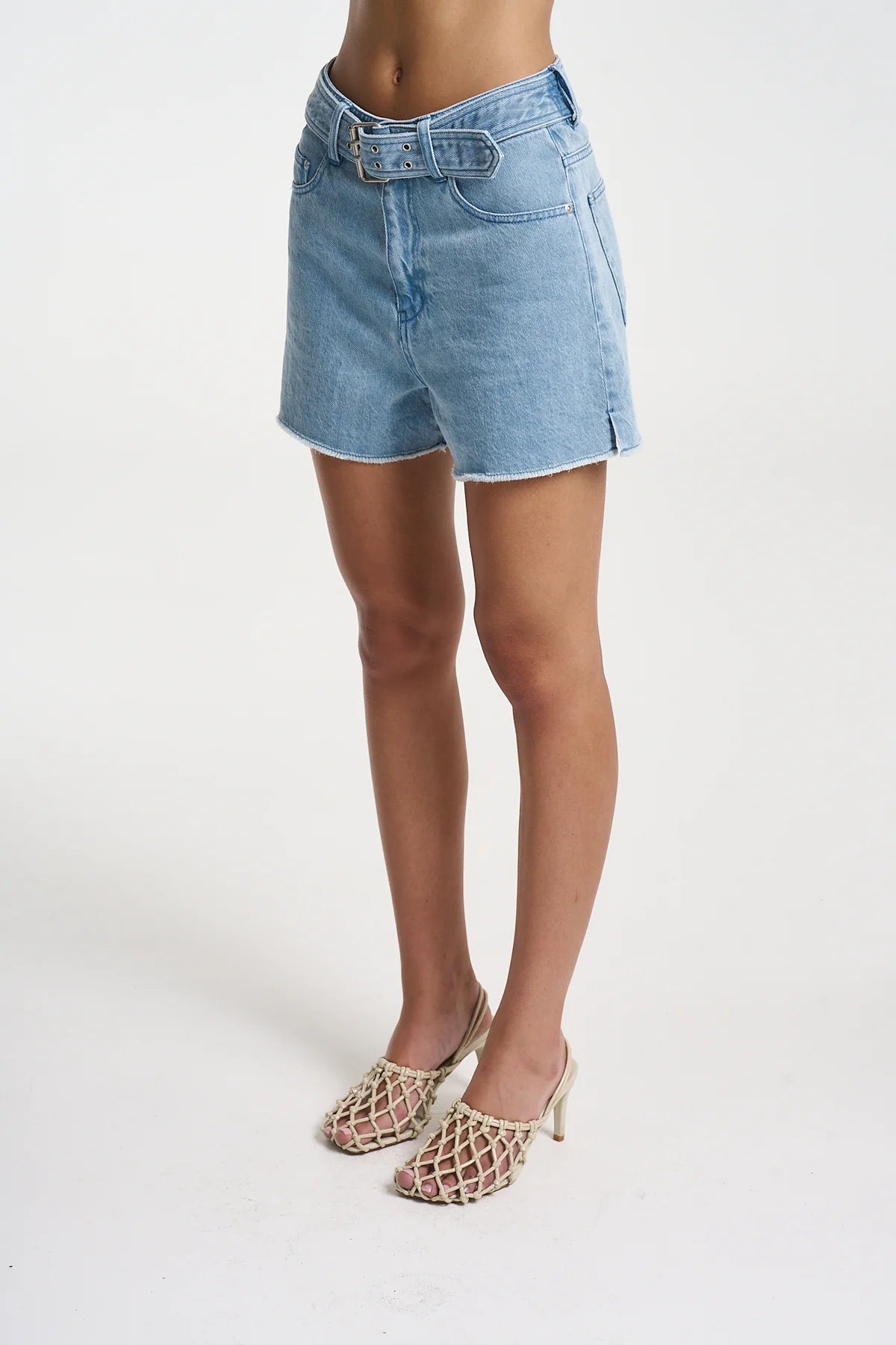 DENIM BELT SHORT - SKY BLUE DENIM