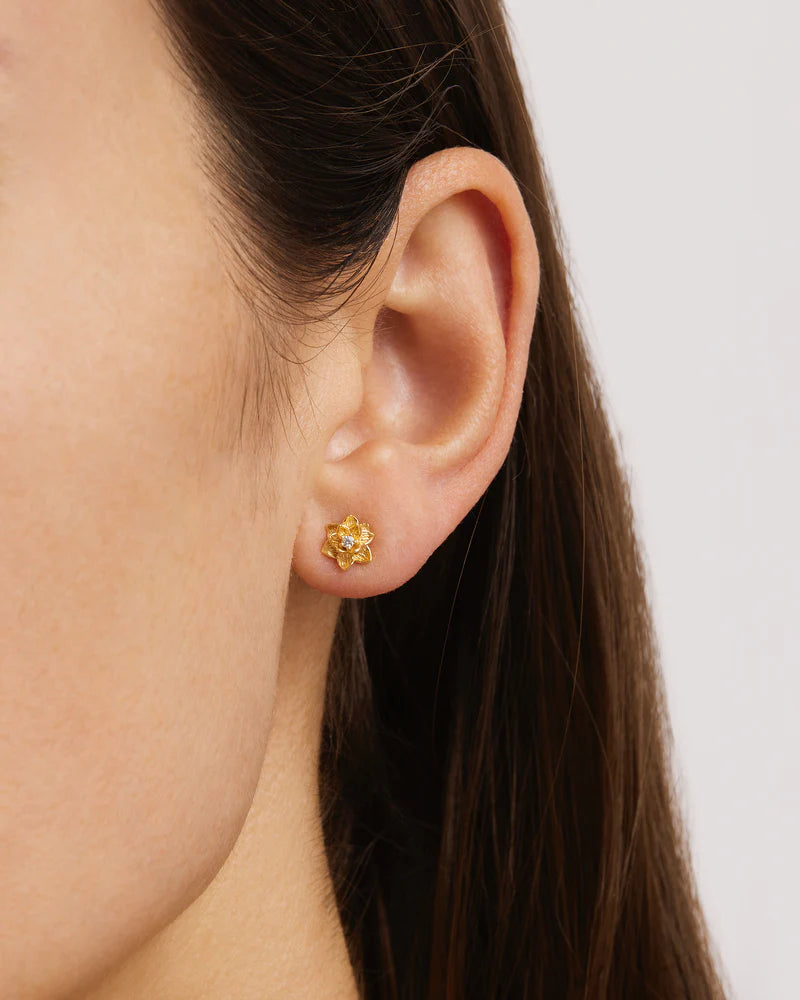 BLOOM WITHIN LOTUS STUD EARRINGS - 18K GOLD VERMEIL