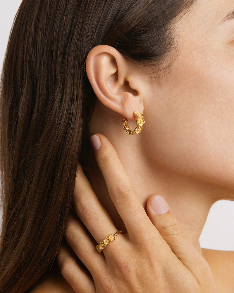 BLOOM WITH GRACE HOOPS - 18K GOLD VERMEIL