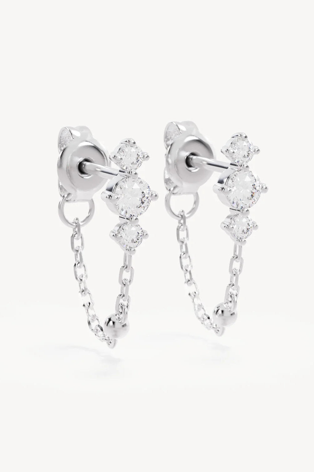 Sterling Silver In the Stars Chain Huggie Earrings