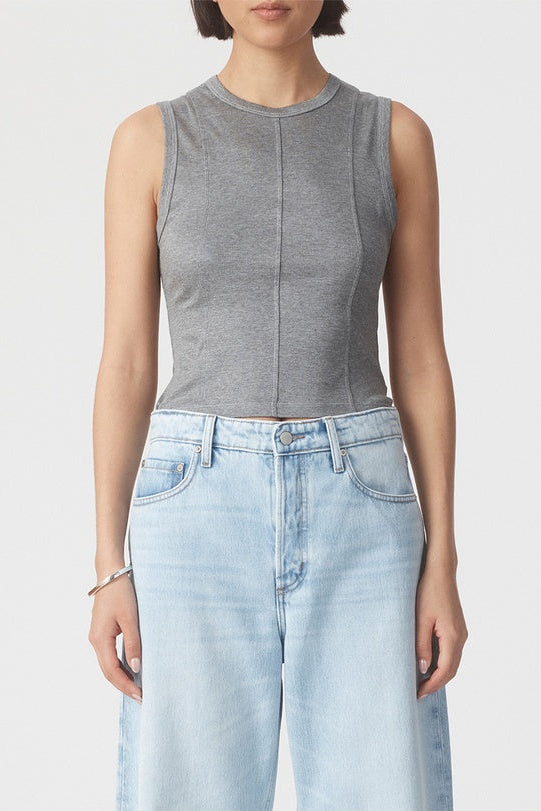 Panelled Rib Tank - Grey Marle