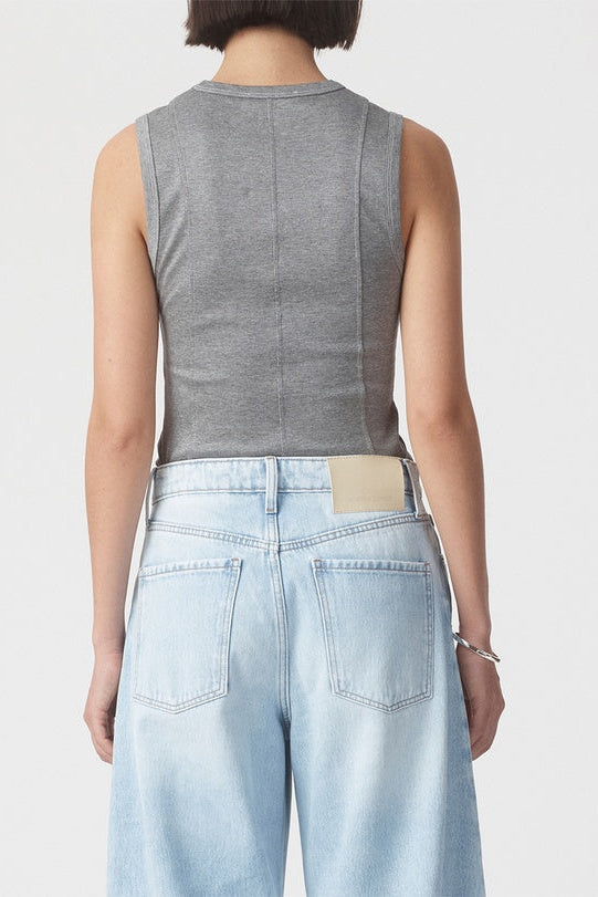 Panelled Rib Tank - Grey Marle