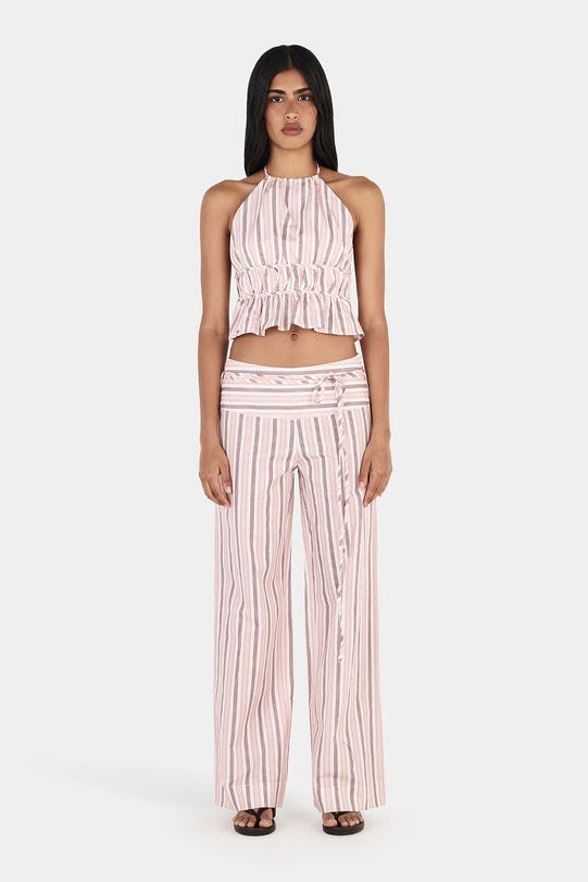 Zuri Halter Top - Berry Stripe