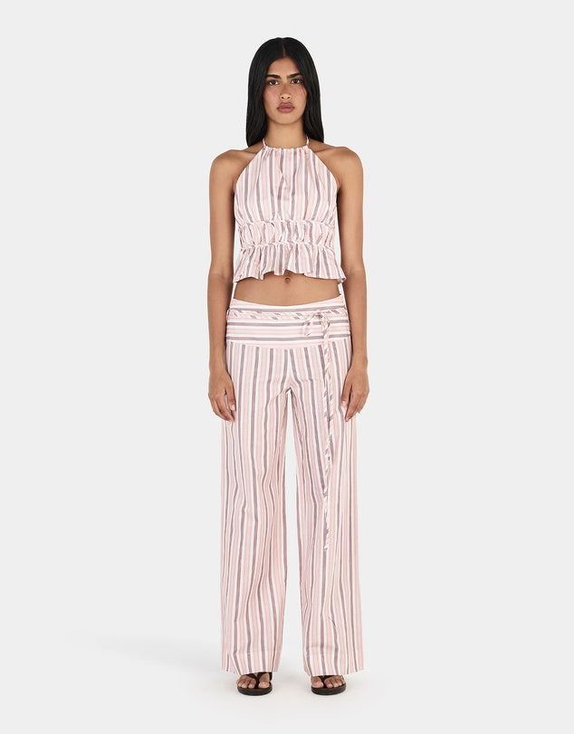 Zuri Halter Top - Berry Stripe