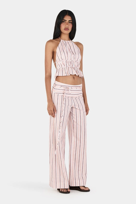 Zuri Halter Top - Berry Stripe