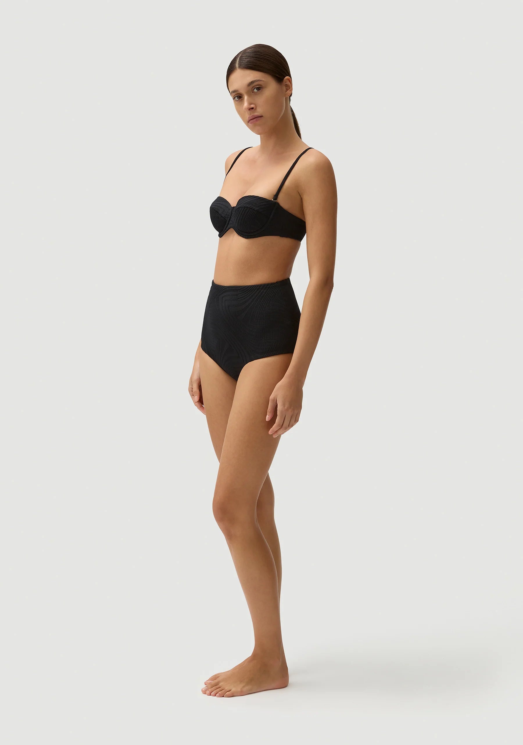 MARCO HIGH WAIST BIKINI  BOTTOM - BLACK