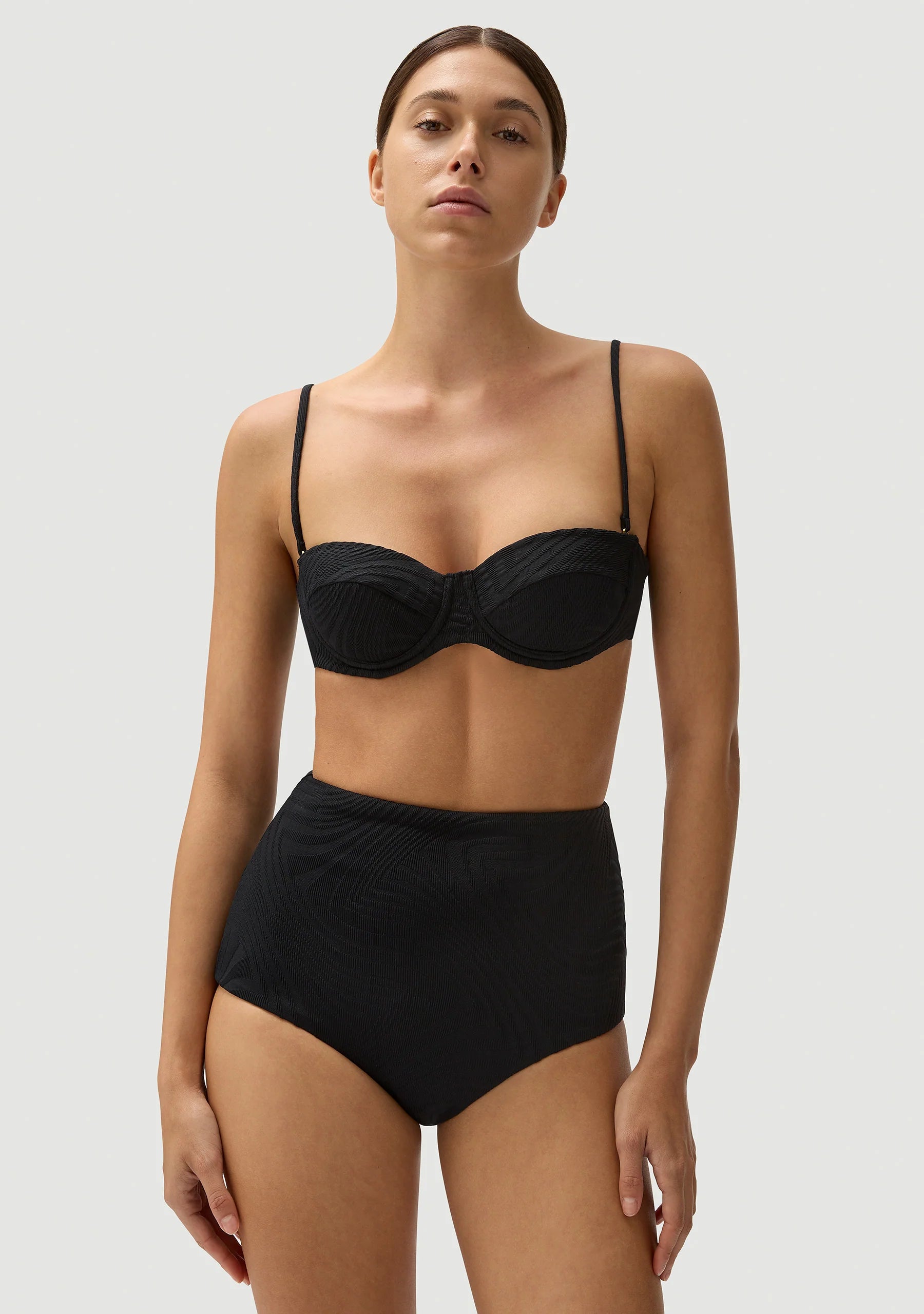 MARCO HIGH WAIST BIKINI  BOTTOM - BLACK